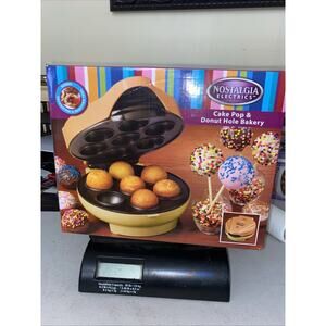 Nostalgia Electrics Cake Pop Bakery Kit Donut Hole Maker JFD100 Orange Yellow